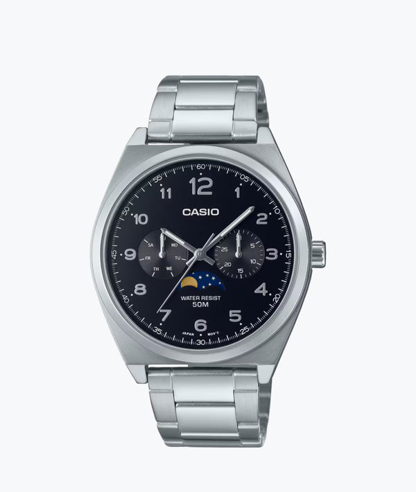 Men's Analog Quartz Stainless Steel Watch - Black موون