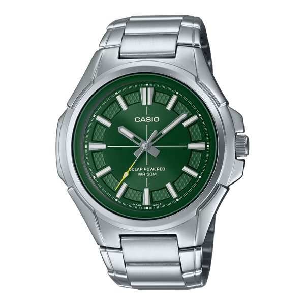 Casio General Classic MTP-RS100D-3AV Silver Stainless Steel Wtih Green Dial Band Men Watch